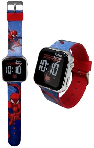 Orologio da polso digitale Spiderman Marvel per bambini con schermo quadrante a led e cinturino in silicone