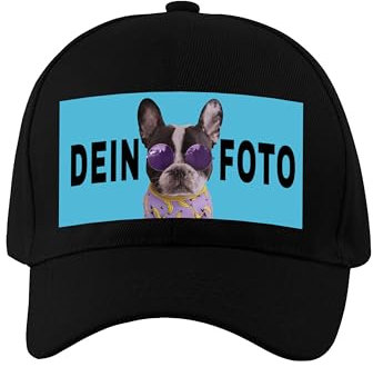 NIMAMA Unisex Erwachsenen Cap Bedrucken Lassen - Mit Wunschfoto personalisiert - Individuell als Geschenk für Herren und Damen selbst gestalten - Schwarz
