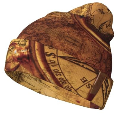 GDSOPHLK Law of the Compass Navigation Strickmütze für Erwachsene, modisch, für Herbst und Winter, Fischermütze, Strick, Unisex, Schwarz, Schwarz , Einheitsgröße