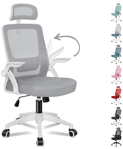 ALFORDSON Chair Bürostuhl ErgonomischSchreibtischstuhl 100% individuell einstellbar, Büro Stuhl, Gaming Stuhl, Computerstuhl Home Office Chair Ergonomic, Drehstuhl 180 kg,Weiß und Grau