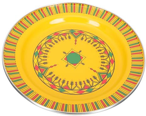 Ciieeo Pilawteller aus Emaille Wurstbretter Tabletts zum Servieren von Speisen große Essenstabletts goldene Tabletts büro dekoration office decoration Grillplatte Obstgericht Yellow