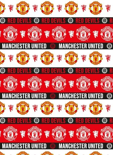 Manchester United FC Geschenkpapier auf Rolle, 3 m, Fußball-Geschenkpapier
