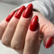 Red False Nails - 24pcs Almond Press on Nails - Medium Fake Nails with Glue - Oval French Tip False nails - Burgundy Solid Color Stick on Nail - Full Cover Acrylic Nail Glue 12 Sizes