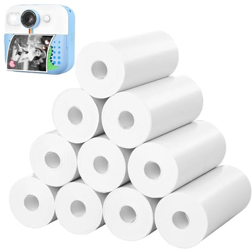 Thermopapier Kinderkamera, 10 Rollen 57mm Kinderkamera Druckpapier Nachfülldruckpapier, Taschenetikettendrucker Nachfüllpapier für Kinderkamera Sofortdruckkamera