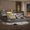 Daybett 140x200 mit LED Beleuchtung und Ausziehbett, Funktionsbett mit Staufach, Steckdose und USB Ladefunktion, Sofabett Jugendbett Schlafsofa Bettgestell Tagesbett Gästebett, ohne Matratze, Grau