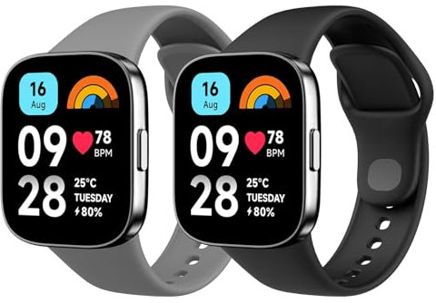 Astorgos 2 Pack Cinturino Compatibile Solo con Xiaomi Redmi Watch 3 Active, Cinturino Sportivo di Ricambio in TPU per Uomo Donna, Nero+Grigio Scuro