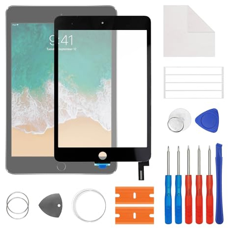 SwarKing Écran tactile numériseur de remplacement pour iPad mini 4 A1538 A1550 avec kit d'outils de réparation (sans écran LCD)