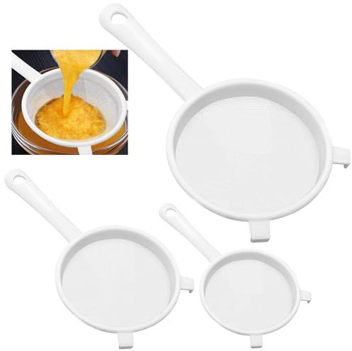PWGHWG 3 STK Sieb Plastik Weiß Plastiksieb, ø 7,5 cm + ø 9,5 cm + ø 13,5 cm | Sieb Kunststoff, Küchensieb Kunststoff Sieb für Tee, Kaffee, Mehl