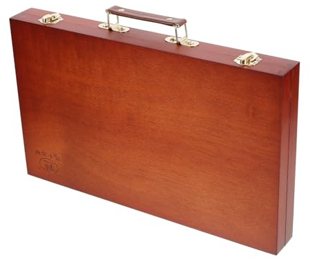 WOONEKY Caja De Pintura De Madera Vintage Portátil Para Bolígrafos y Bandejas De Pintura, Mano De Obra Fina, Ligera y Práctica Para Artistas, Uso Estudio y Dibujo