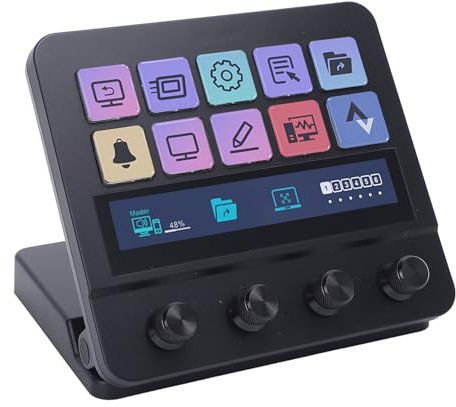 PUSOKEI Präziser Stream-Controller, Effektive Studio-Tastatur mit 10 Anpassbaren LCD-Tasten für OBS-Computer, Entwickelt für Streamer und