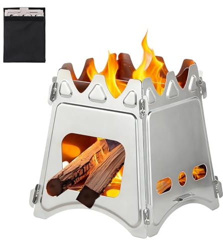 Mini Poele a Bois Camping, Rechaud Camping, Petit Poêle à Bois Pliable et Portable, Réchaud de Camping Compact pour Pique Nique, BBQ, Randonnée, Voyage, Activités en Plein Air