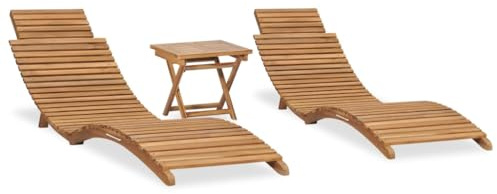 Ziaphsol 3-TLG. Garten-Lounge-Set, klappbar, Massivholz Teak, wetterfest, für Terrasse, Pool und Balkon, 175x50x55 cm Sonnenliege, 40x40x35 cm Tisch, langlebige Outdoor-Möbel
