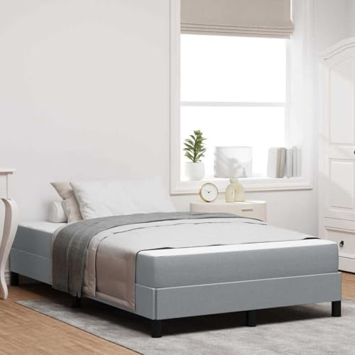 Hommdiy Boxspringbett mit Matratze Polsterbett Hellgrau 120 x 200 cm Stoff