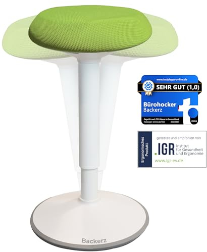 Backerz Bürohocker Ergonomisch TESTSIEGER, Höhenverstellbarer Sitzhocker | 40–60 cm | Ergonomischer Hocker für Büro & Schreibtisch | Büro Stehstuhl Schwingeffekt | Wackelhocker Büro Arbeitshocker