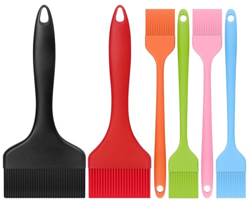 6 Stück Backpinsel Silikon, 21cm Silikonpinsel Küche, küchenpinsel | Hitzebeständig Non-stick, Extra Breiter ölpinsel für Backen, Grillen, Kochen, BPA-frei