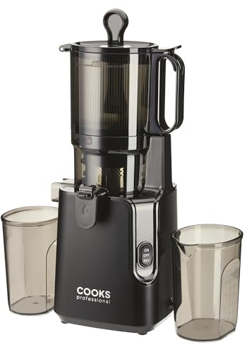 Cooks Professional Cold Press Juicer with Wide XL Feeding Chute, 1.8L Hopper & Separate Juice & Pulp Outlets | Powerful Slow Screw Masticating High Yield Juicing Machine for Whole Fruits & Vegetables