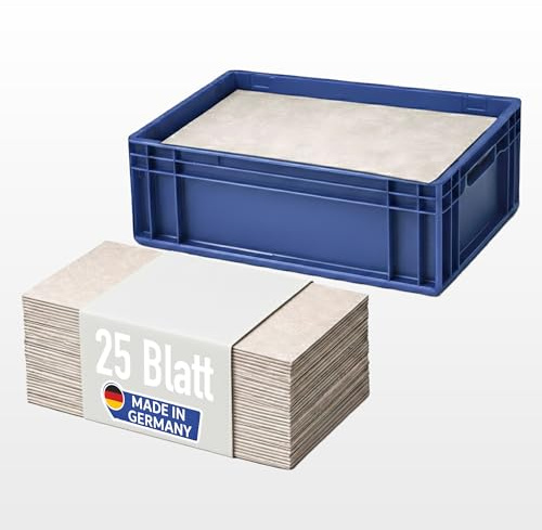 Graukarton Zwischenlagen für R-KLT Behälter 40x60 cm (364x544 mm) - 25 Trennblätter Karton Einleger 1,0 mm 750g/m² für KLT Lagerboxen – 100% Recycling - Industriequalität