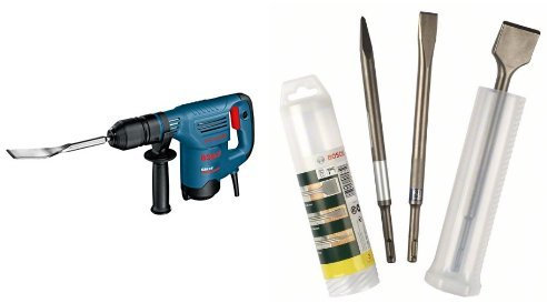 Bosch GSH 3 E - Martillo perforador (8,9 cm, 37,6 cm, 20,8 cm, 3,5 kg) + Conjunto de 3 cinceles SDS-plus