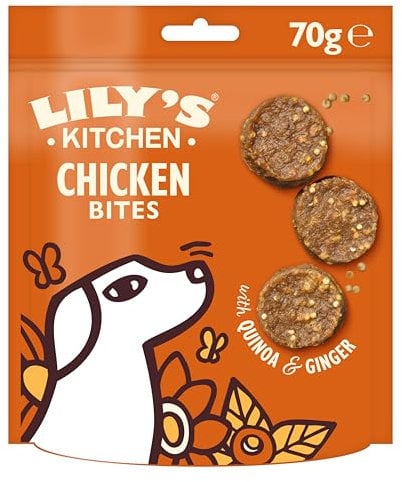 Lily’s Kitchen Mit natürlichen Zutaten hergestellt Leckerli-Packung für ausgewachsene Hunde, Schmatz-Happen für kleine, mittlere, große Hunde 8 x 70 g