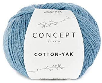 Katia Concept Cotton Yak Farbe 124 azur, Wolle mit Yakwolle und Baumwolle zum Stricken und Häkeln