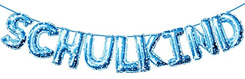 Oblique Unique® Schulkind Folien Luftballon Girlande Banner Hänge Deko für Schuleinführung Einschulung Schulanfang Schulstart Dekoration Schule Mädchen Jungen (Blau mit Sternen)