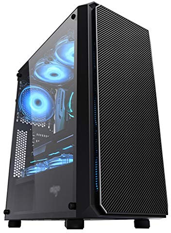 HDYD Gaming Case, Mid-Tower PC di Gioco di Caso ATX/M-ATX/ITX - Front I O USB 3.0 Pannello/Porta Carbonioso Fibra - 8 Fan Posizione - Water-Cooling Pronto