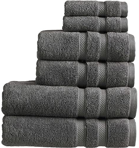Christy Chroma Bath Towel Set | Set of 6 | 2 Bath 2 Hand 2 Face | Highly Absorbent Heavyweight 675GSM | Bold and Bright | Soft Smooth Shower Towels | 100% Cotton | Sustainably Made | Ash Grey
