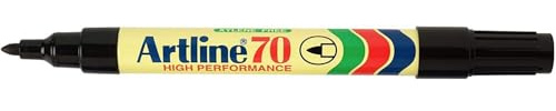 artline 5 Stück Marker 70, Permanent, dokumentenecht, Aluminiumgehäuse, konische Spitze, 1,5 mm, Schwarz