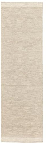 RugVista Serafina, Teppich, Kelim Modern, 450 x 100 cm, Rechteckig, Mittlerer Stapel, Wohnzimmer, Esszimmer, Schlafzimmer, Diele, Nur chemische Reinigung, Care & Fair Zertifiziert, Beige