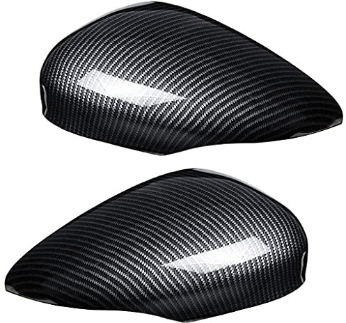 1 Paar schwarze Außenspiegel-Abdeckkappen, passend für Fo-rd Fiesta MK7 2008-2017 (Kohlefaser)