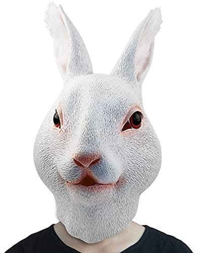 CreepyParty Hasen maske Tier Latex Vollkopf Realistische Kaninchen Masken Kostüm für Halloween Karneval Kostüm Party Parade