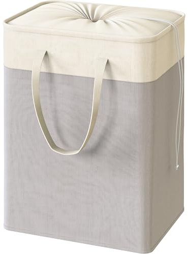 Simple Houseware Cesto portabiancheria Pieghevole Rettangolare in Cotone terilene, Grigio