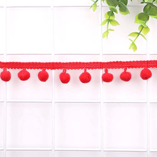 5 Yards 12mm Pompons Borte zum Basteln,Dekoband Mit Bommeln Bälle Pom Poms Fransenborte Zierband Dekoborte Nähzubehör für DIY Basteln Apparel Kleidung,Kostüme,Nähen,Dekoration,Wassermelonenrot