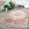 In-& Outdoor Teppich Küche Wohnzimmer Wetterfest Balkon Vintage Design Abstrakt, Farbe:Koralle, Größe:80x150 cm