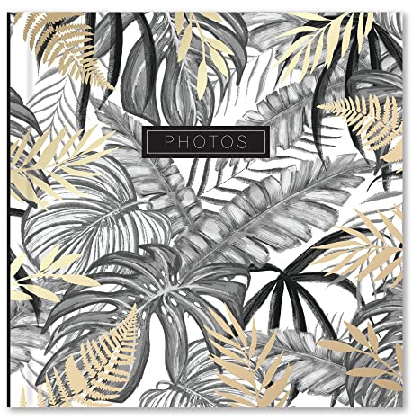 Karrma Ltd. Photo Album, 200 Photo Pockets, 6x4, Gold Leaves (7592) | Memo Section, a Stiff Backed Padded Cover, Slip in Pockets