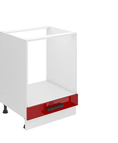 Belini Unterschrank Küche, Küchenunterschrank 60 cm Breite. SDP Küchenunterschrank ohne Arbeitsplatte. Küchenschrank ohne Tür, mit Schubladen, Rot Hochglanz