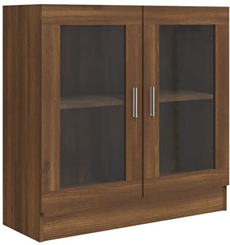 vidaXL Vitrinenschrank, Vitrine mit viel Stauraum, Beistellschrank für Schlafzimmer Wohnzimmer Büro, Büroschrank Schrank, Braun Eichen-Optik Holzwerkstoff