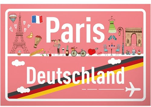 DankeDir! Paris Deutschland Ortsschild - Schild 30 x 20 cm - Geschenk Idee Gutschein Reise Urlaub Reisegutschein Männer & Frauen Geldgeschenk Abschiedskarte Geschenkidee Deko Karte