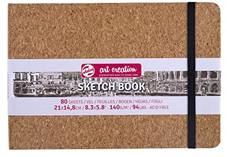 Talens Art Creation Skizzenbuch Kork - 21x14,8cm, 140g, 80 Blatt - Ideal für Bleistift, Pastell, Acryl & mehr