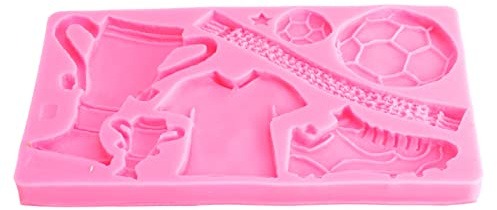 Fdit Football Trophy Silicone Fondant Mold, Pink Cake & Chocolate Mould for Baking DIY Clay Crafts Soap Making Easy Non-Stick Release