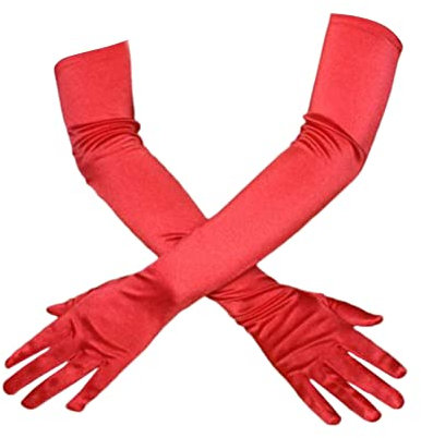 Amissz Lange Abendhandschuhe Rot - Frauen, Mädchen - Elastan - One Size (OS) - Klassisch, Vintage, elegant und sexy - Abendpartys, Hochzeitsfeiern, Kostümfeste, Halloween, Opernaufführungen