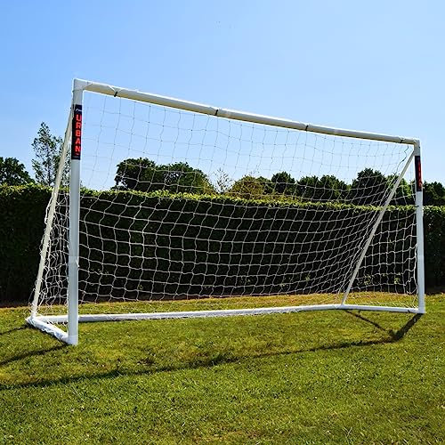Amazon Exclusive Football Flick 12ft x 6ft Training Goal - The Best uPVC Football Goal for Gardens - All Weather Protection - Integrated Locking System For Easy Assembly
