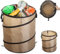 QmjdDymx 10gallons Sac à déchets de Jardin extérieur Pop Up Poubelle de Camping Pliable Sacs à déchets de Jardin Robustes avec poignées et Attaches Poubelle réutilisable en Tissu Oxford -café léger