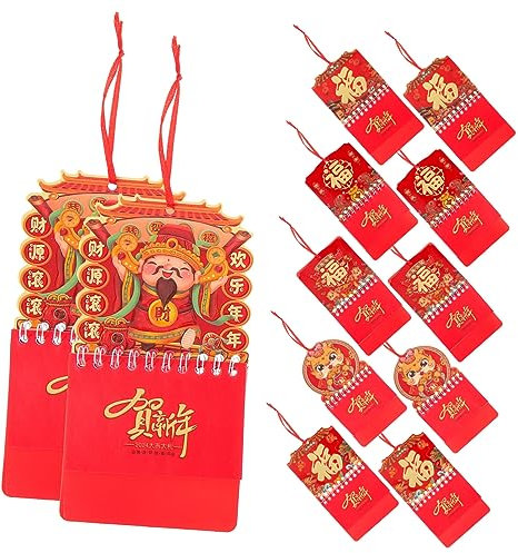 Housoutil 12 Stk Kleiner Hängekalender Feng-shui-kalender Kalender Zum Abreißen Jahreskalender Für Die Wand Mini-hängekalender Chinesischer Kalender 2024 Wandkalender Fu-wort Papier Mittel
