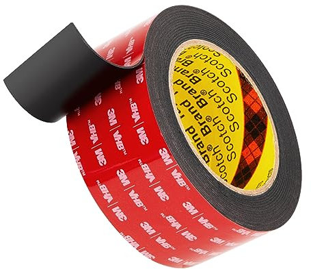 3M Doppelseitiges Klebeband Montageband 50mm x 4.7m Schwarz 1 Rollen 0.6mm dick 5925 Schaumstoffband Schwerlast Extra Stark für Auto Dekoration Heim Büro