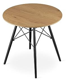 VBChome Esstisch Runden 80 cm Eiche Küchentisch Wohnzimmertisch Esszimmertisch Tisch Holzwerkstoff Modernes Design Eiche