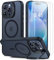 Beeasy Funda Magnética para iPhone 15 Pro con Soporte, Compatible con MagSafe, Militar Funda con 2 Protectores de Pantalla, Antigolpes Resistente Arañazos Carcasa, Translúcido Negro