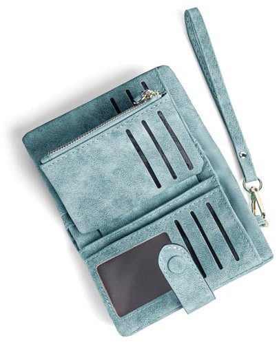 RNIEGA Kleine Geldbörse Damen PU Leder RFID Blockierende Portemonnaie Mit Armband Münze Reißverschluss Geldbeutel