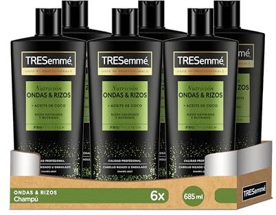 Tresemmé Champú Nutrición Ondas y Rizos Con Aceite De Coco 685 ml x 6