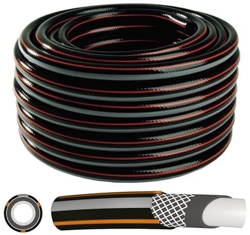 Gartenschlauch 4 lagig flexibler Wasserschlauch Schlauch Bewässerungsschlauch, UV-beständig, Temperaturbereich: -25°C bis +60°C, 1/2 3/4 1 15m 20m 25m 30m 50m (Carbon 3/4 30m)